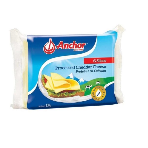 ANCHOR HI-CALCIUM CHEDDAR SLICES 6s 100G
